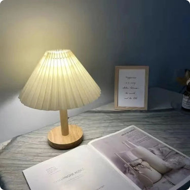 Lampe de chevet Bois Abat-Jour Éventail-Lampe Veilleuse